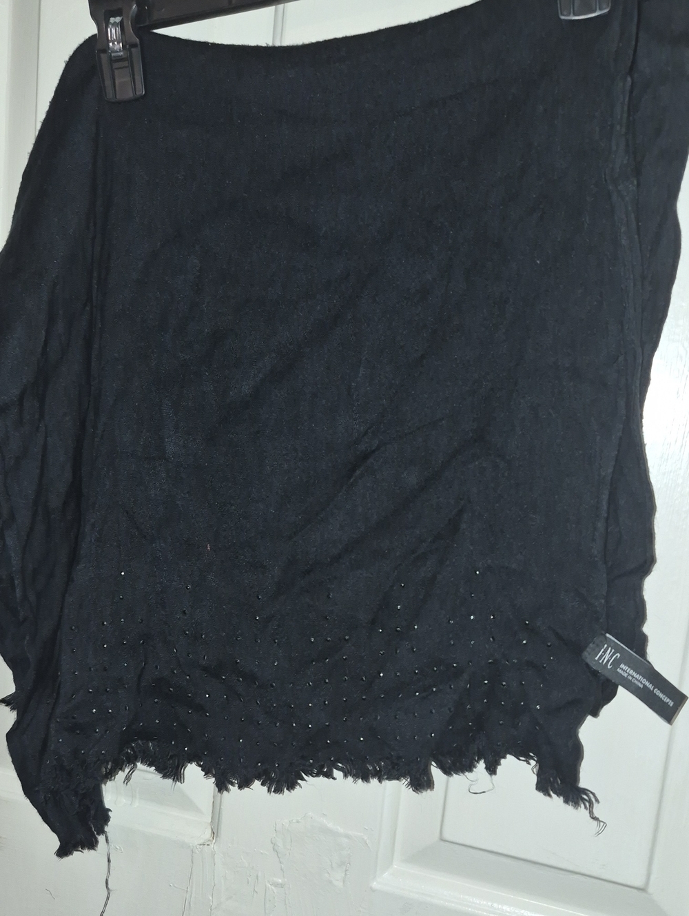 INC International Concepts Black Scarf With Sparkle Stud Detail